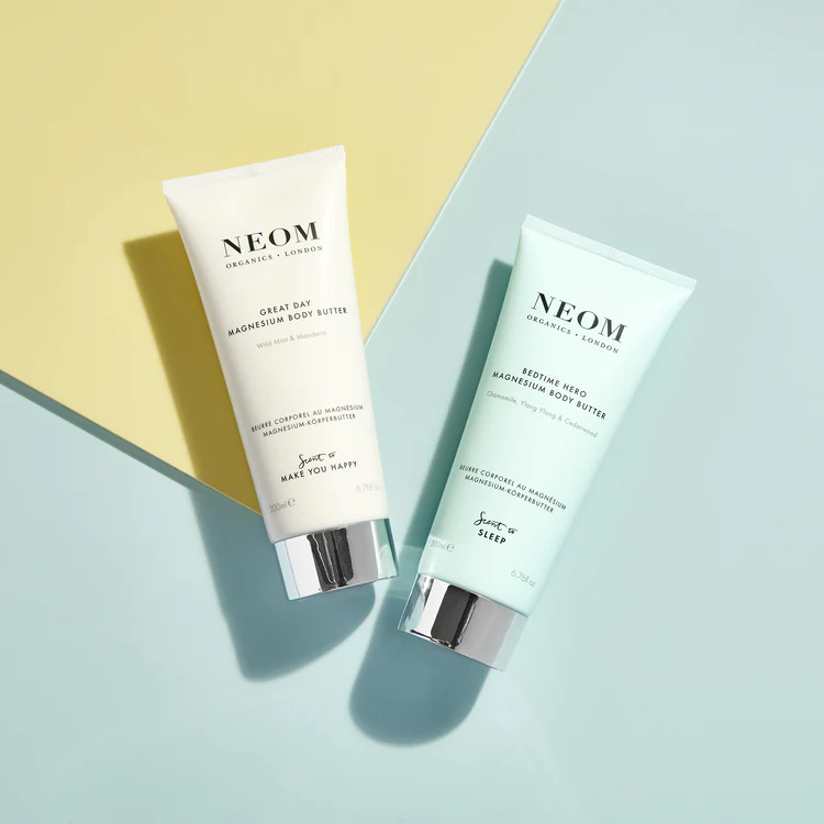 Did you know getting your daily dose of magnesium is vital for your health and wellbeing, 70% of all UK adults may be magnesium deficient!
The new collection of NEOM body butters have been blended with magnesium and combined with shea butter, aloe vera, mango seed butter and coconut oil, to nourish and soften skin.