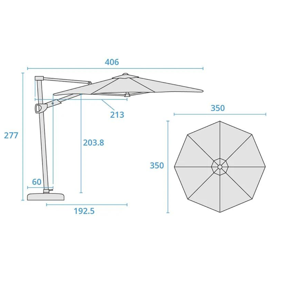 3.5m Free Arm Parasol with LED Lighting and Wireless Speaker3